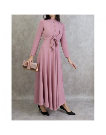 Robe longue style boléro pour femme - Couleur vieux rose 