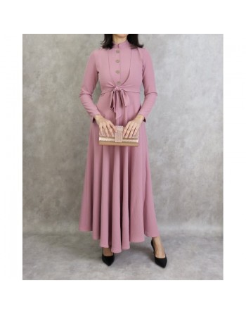 Robe longue style boléro pour femme - Couleur vieux rose 