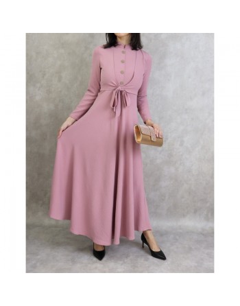 Robe longue style boléro pour femme - Couleur vieux rose 