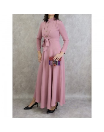 Robe longue style boléro pour femme - Couleur vieux rose 