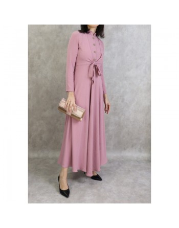 Robe longue style boléro pour femme - Couleur vieux rose 