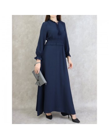 Robe maxi-longue (Tenue Casual et moderne pour femme) - Couleur Bleu marine 