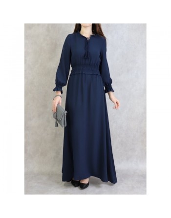 Robe maxi-longue (Tenue Casual et moderne pour femme) - Couleur Bleu marine 