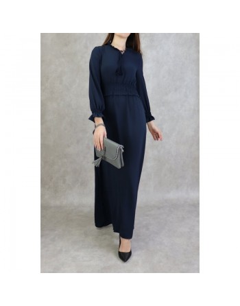 Robe maxi-longue (Tenue Casual et moderne pour femme) - Couleur Bleu marine 