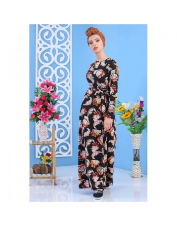 Robe maxi-longue à imprimé tropical pour femme - Marque Amelis Paris 