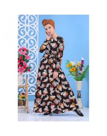 Robe maxi-longue à imprimé tropical pour femme - Marque Amelis Paris 