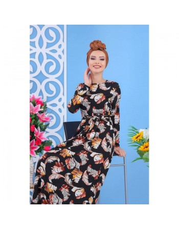 Robe maxi-longue à imprimé tropical pour femme - Marque Amelis Paris 