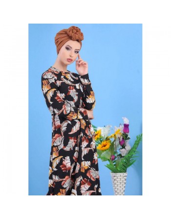 Robe maxi-longue à imprimé tropical pour femme - Marque Amelis Paris 