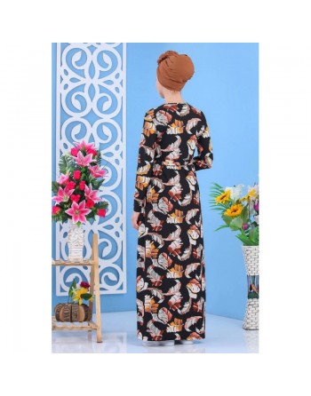 Robe maxi-longue à imprimé tropical pour femme - Marque Amelis Paris 