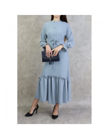 Robe longue à volants pour femme (Vetement Turque Paris) - Couleur Gris clair 