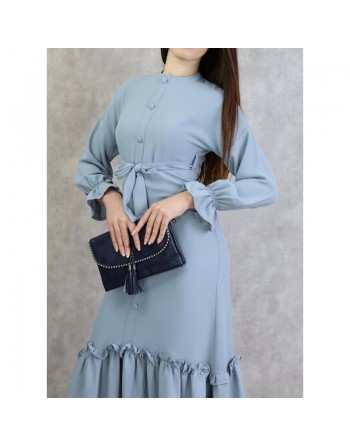 Robe longue à volants pour femme (Vetement Turque Paris) - Couleur Gris clair 