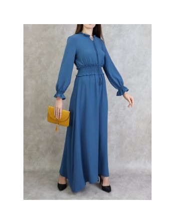 Robe maxi-longue (Tenue Casual et moderne pour femme) - Couleur Bleu 