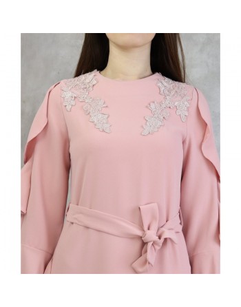 Robe longue à froufrous - Couleur Rose 
