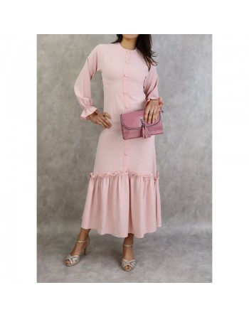 Robe longue à volants pour femme (Robe turque en ligne) - Couleur Rose clair 