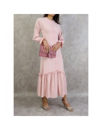 Robe longue à volants pour femme (Robe turque en ligne) - Couleur Rose clair 
