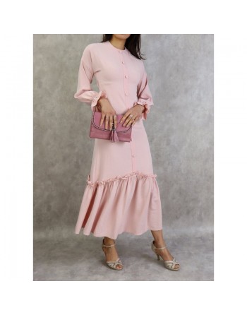 Robe longue à volants pour femme (Robe turque en ligne) - Couleur Rose clair 