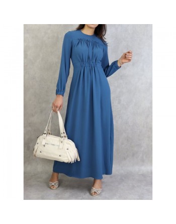Robe longue couleur unie Bleu 