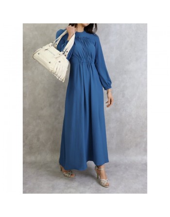 Robe longue couleur unie Bleu 