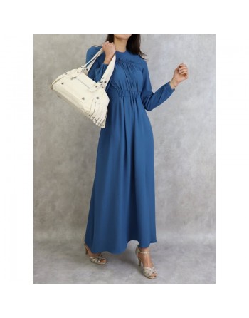 Robe longue couleur unie Bleu 