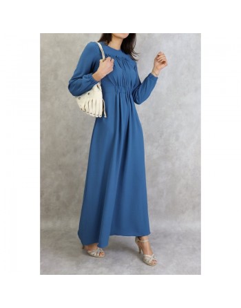 Robe longue couleur unie Bleu 