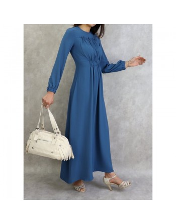 Robe longue couleur unie Bleu 