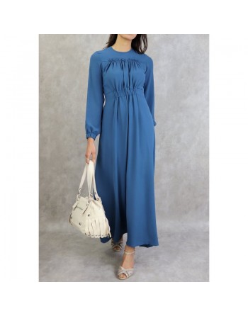 Robe longue couleur unie Bleu 