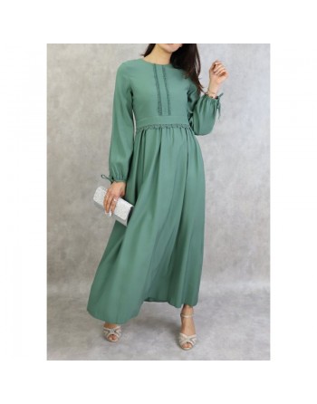 Robe longue classique et élégante pour femme - Couleur Vert céladon 