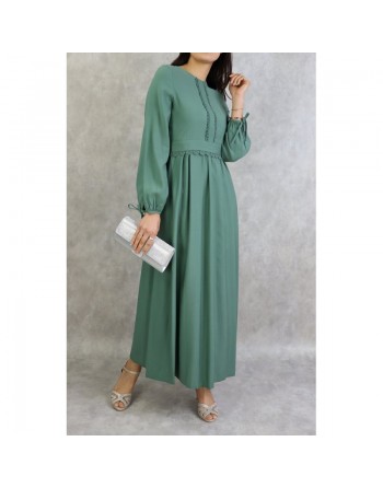 Robe longue classique et élégante pour femme - Couleur Vert céladon 