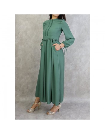 Robe longue classique et élégante pour femme - Couleur Vert céladon 