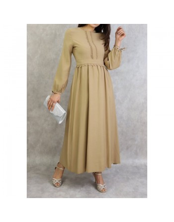 Robe longue classique et élégante pour femme - Couleur Beige 