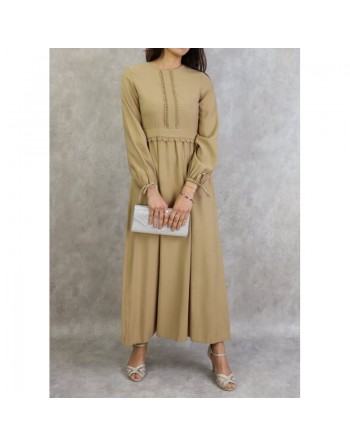 Robe longue classique et élégante pour femme - Couleur Beige 