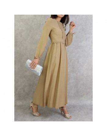 Robe longue classique et élégante pour femme - Couleur Beige 