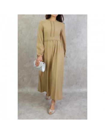 Robe longue classique et élégante pour femme - Couleur Beige 