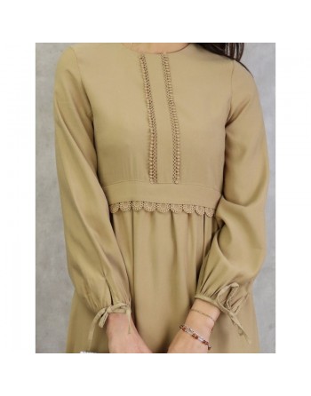 Robe longue classique et élégante pour femme - Couleur Beige 