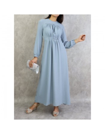Robe longue couleur unie Bleu clair 