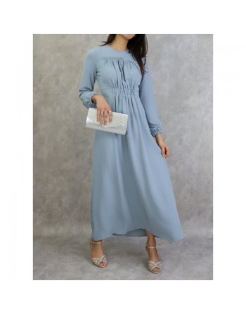 Robe longue couleur unie Bleu clair 