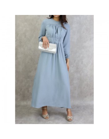 Robe longue couleur unie Bleu clair 