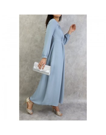 Robe longue couleur unie Bleu clair 