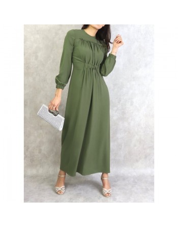 Robe longue couleur unie Vert Kaki 