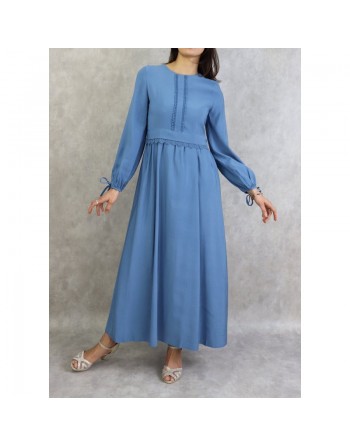 Robe longue classique et élégante pour femme - Couleur Bleu saphir 