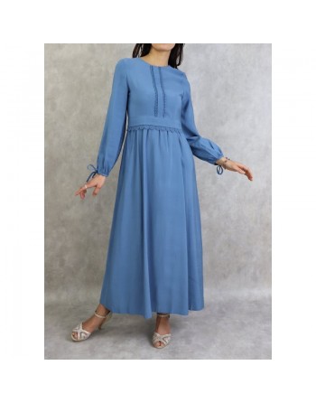Robe longue classique et élégante pour femme - Couleur Bleu saphir 