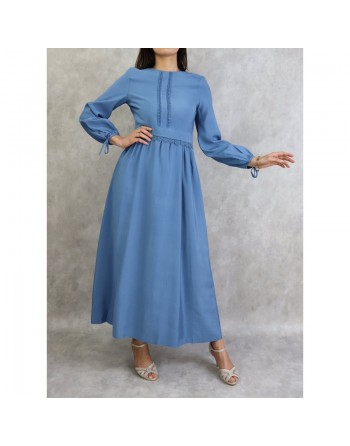 Robe longue classique et élégante pour femme - Couleur Bleu saphir 