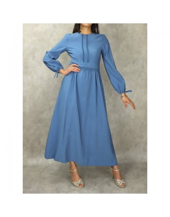 Robe longue classique et élégante pour femme - Couleur Bleu saphir 