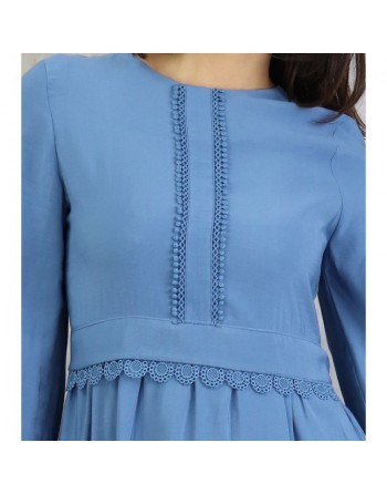 Robe longue classique et élégante pour femme - Couleur Bleu saphir 