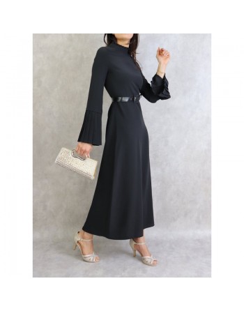 Robe classique et élégante manches plissées - Couleur Noir 