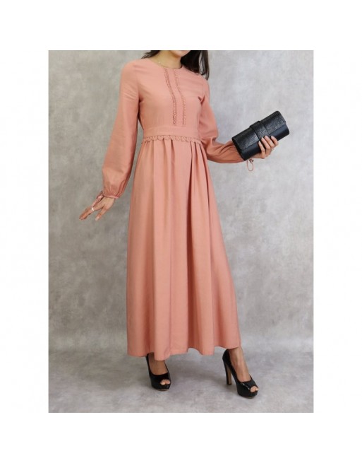 Robe longue classique et élégante pour femme - Couleur Rose pêche Robe longue classique et élégante pour femme - Couleur Rose pêche