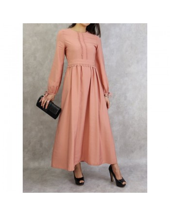 Robe longue classique et élégante pour femme - Couleur Rose pêche 