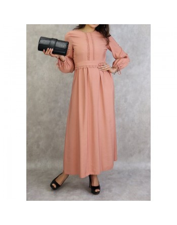 Robe longue classique et élégante pour femme - Couleur Rose pêche 
