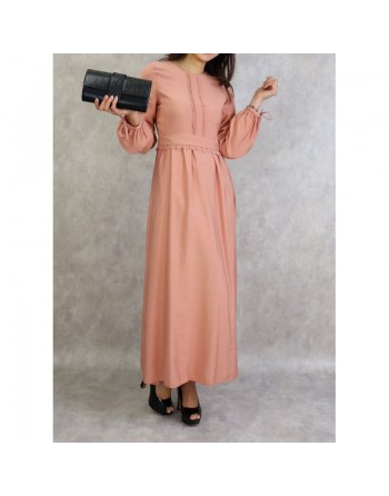 Robe longue classique et élégante pour femme - Couleur Rose pêche 