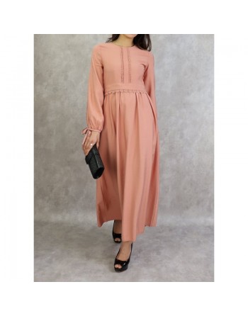Robe longue classique et élégante pour femme - Couleur Rose pêche 